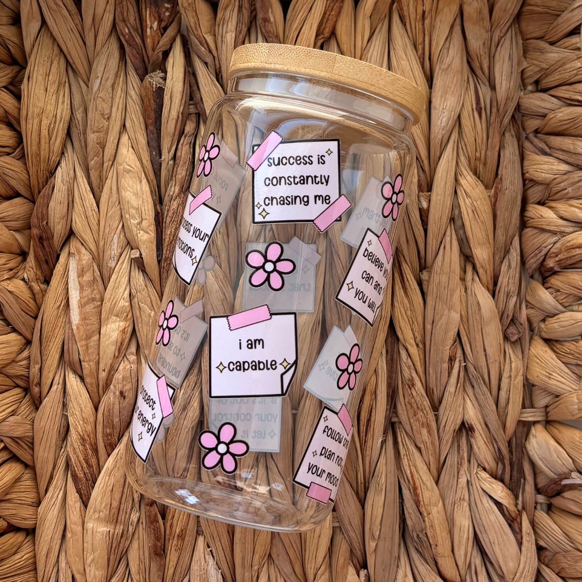 Affirmations Clear 16 oz. Glass Cup