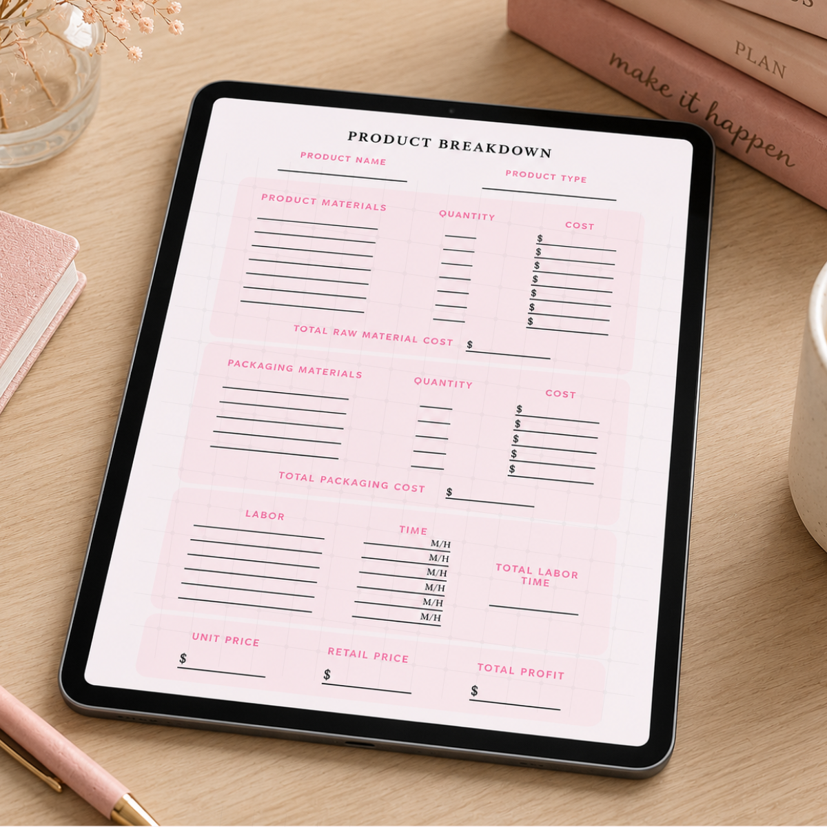 Product Price Breakdown Digital Template