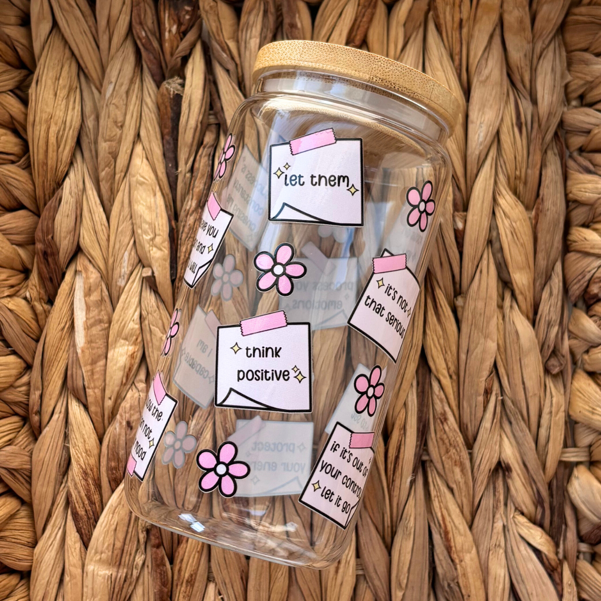 Affirmations Clear 16 oz. Glass Cup