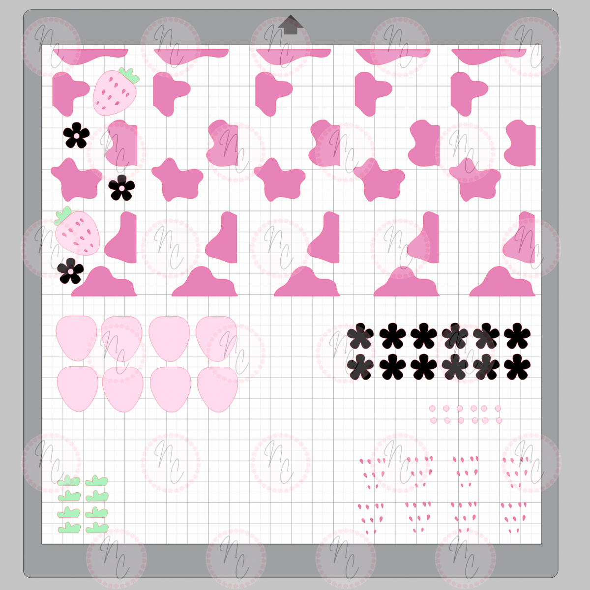 Milk Carton Water Bottle Strawberry Cow Print SVG & PNG