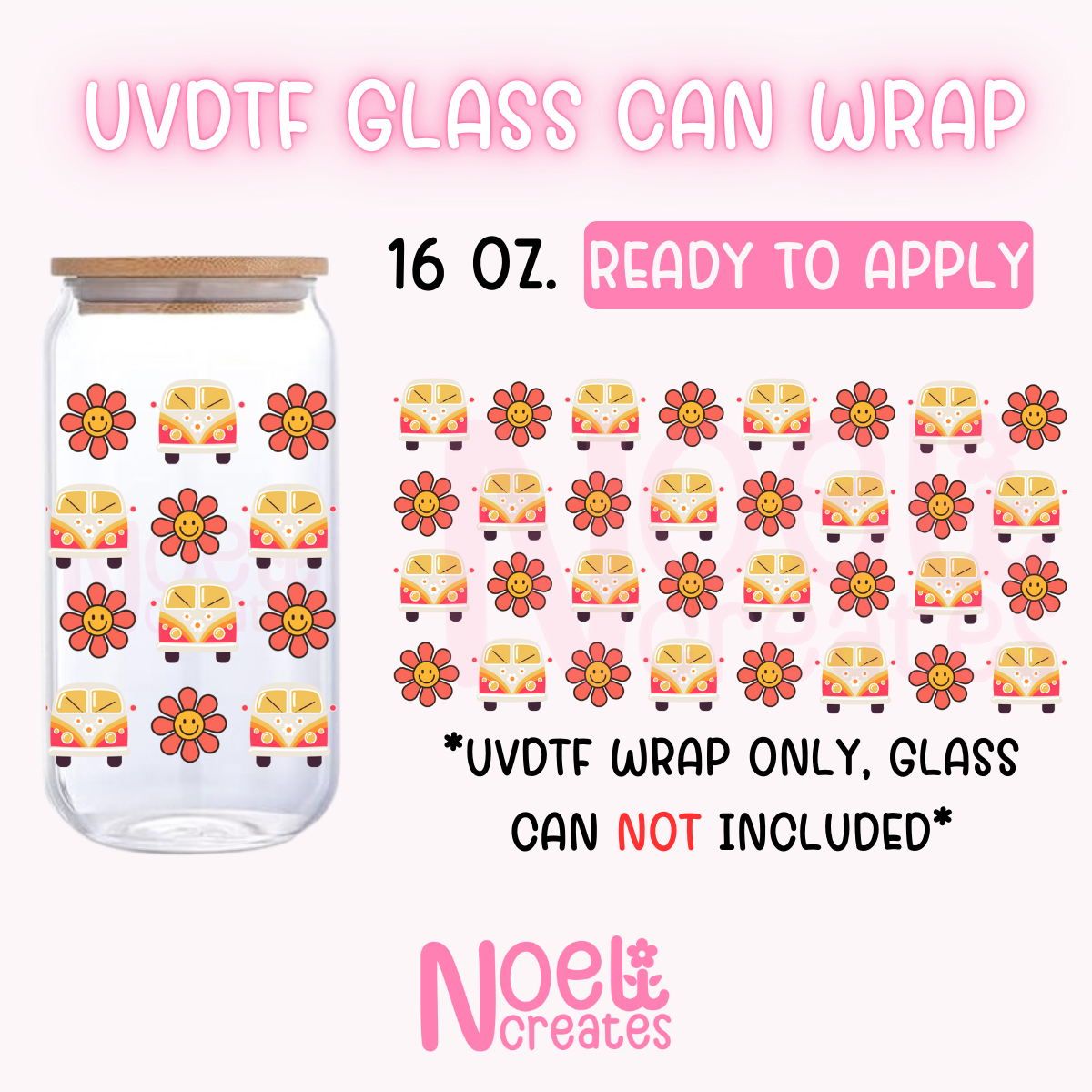 Hippie UV DTF 16 oz. Glass Can Wrap