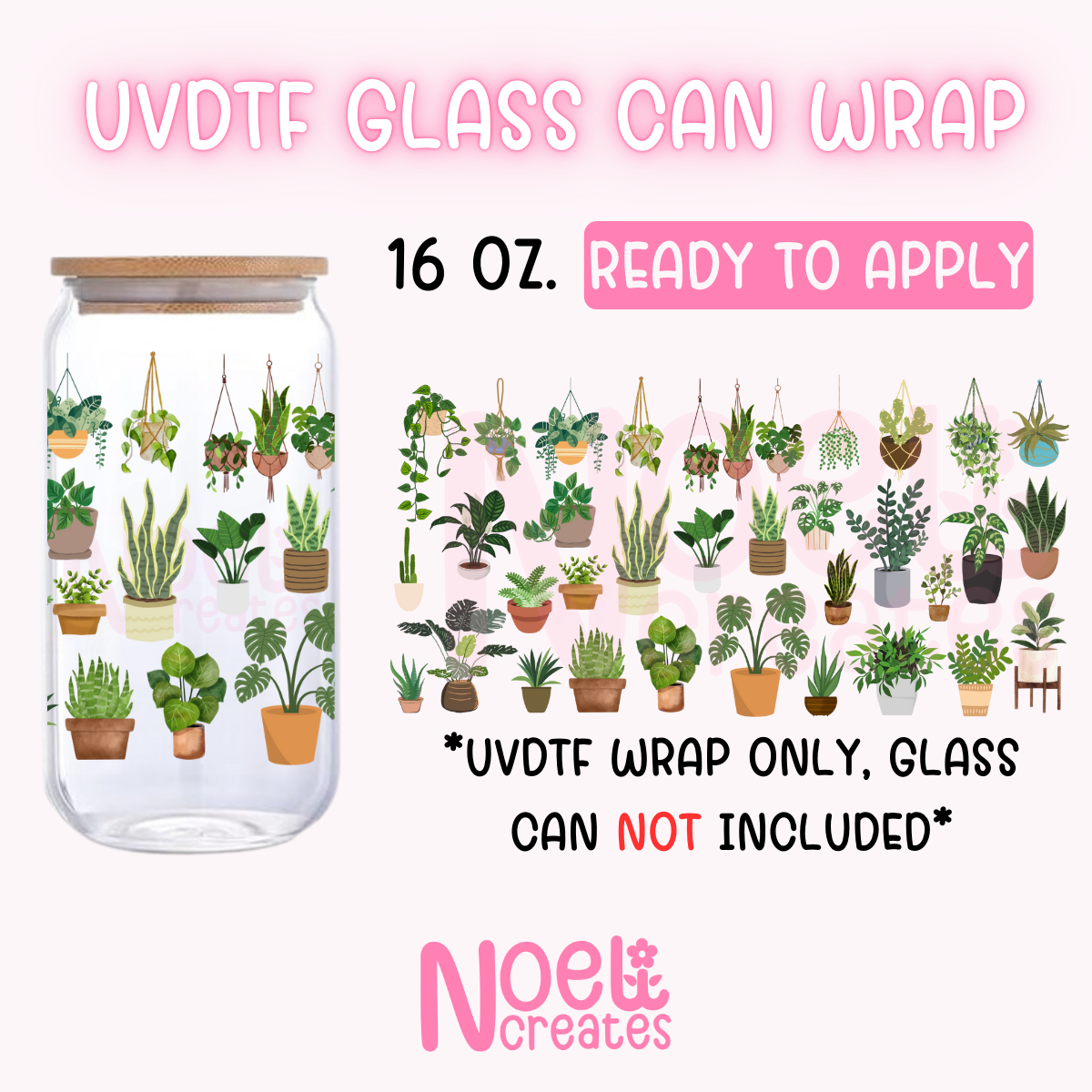 Plant Lover UV DTF 16 oz. Glass Can Wrap