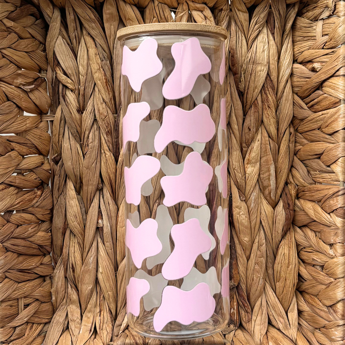 Pink Cow Print 25 oz. Skinny Glass Tumbler