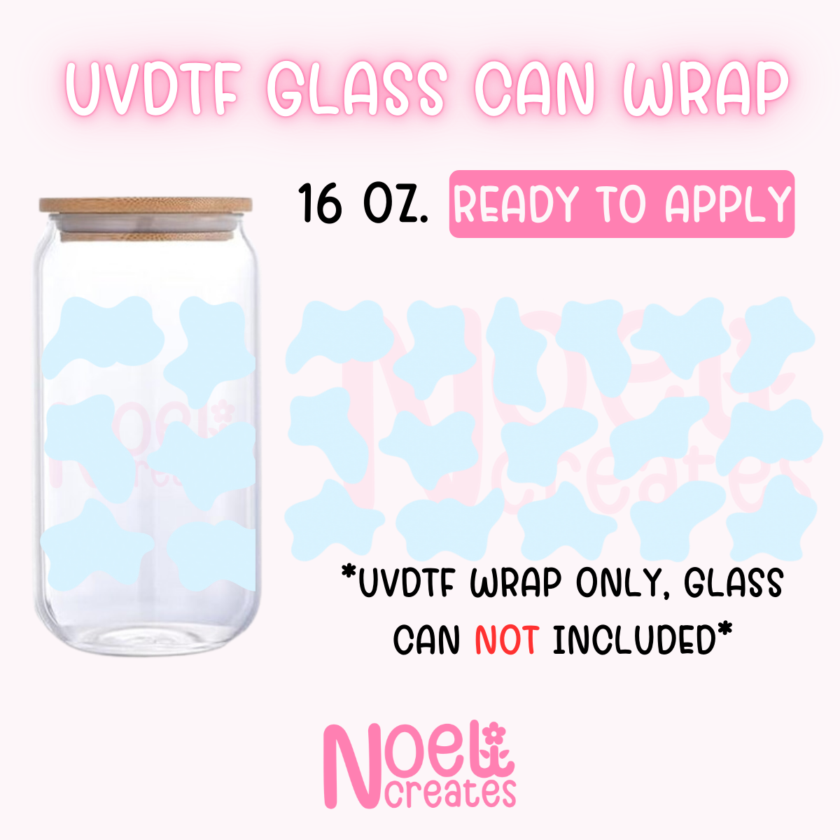 Cow Print UV DTF 16 oz. Glass Can Wrap