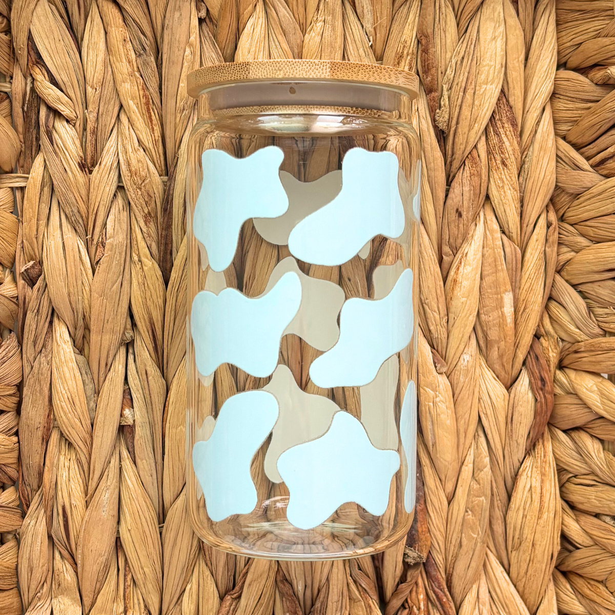 Cow Print Clear 16 oz. Glass Cup