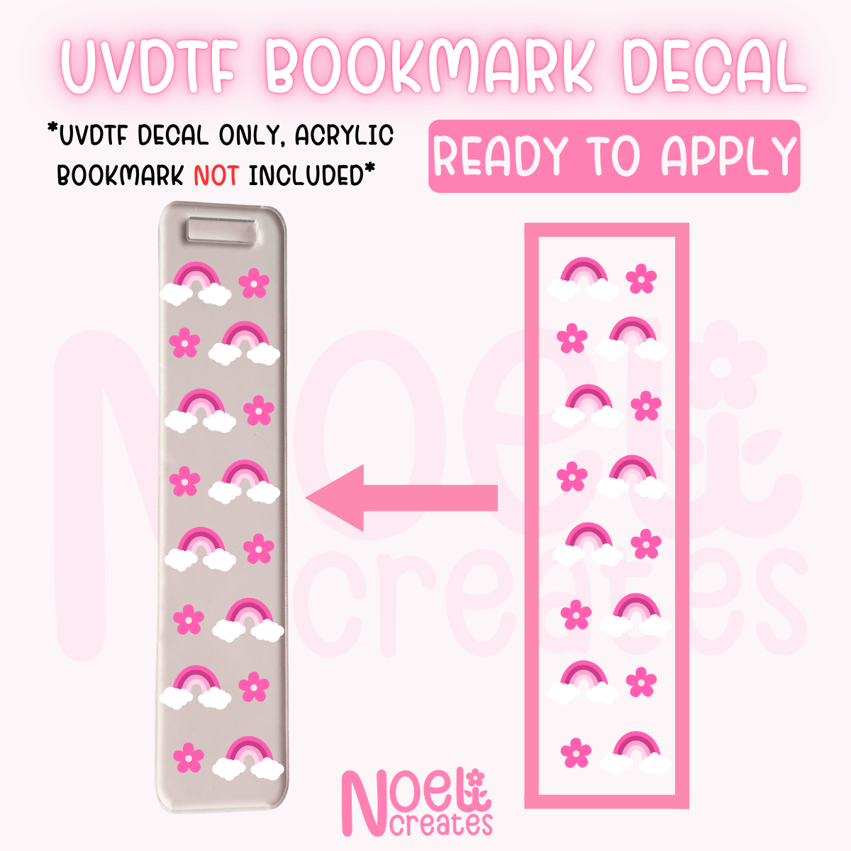 Rainbow Clouds UV DTF Bookmark Decal