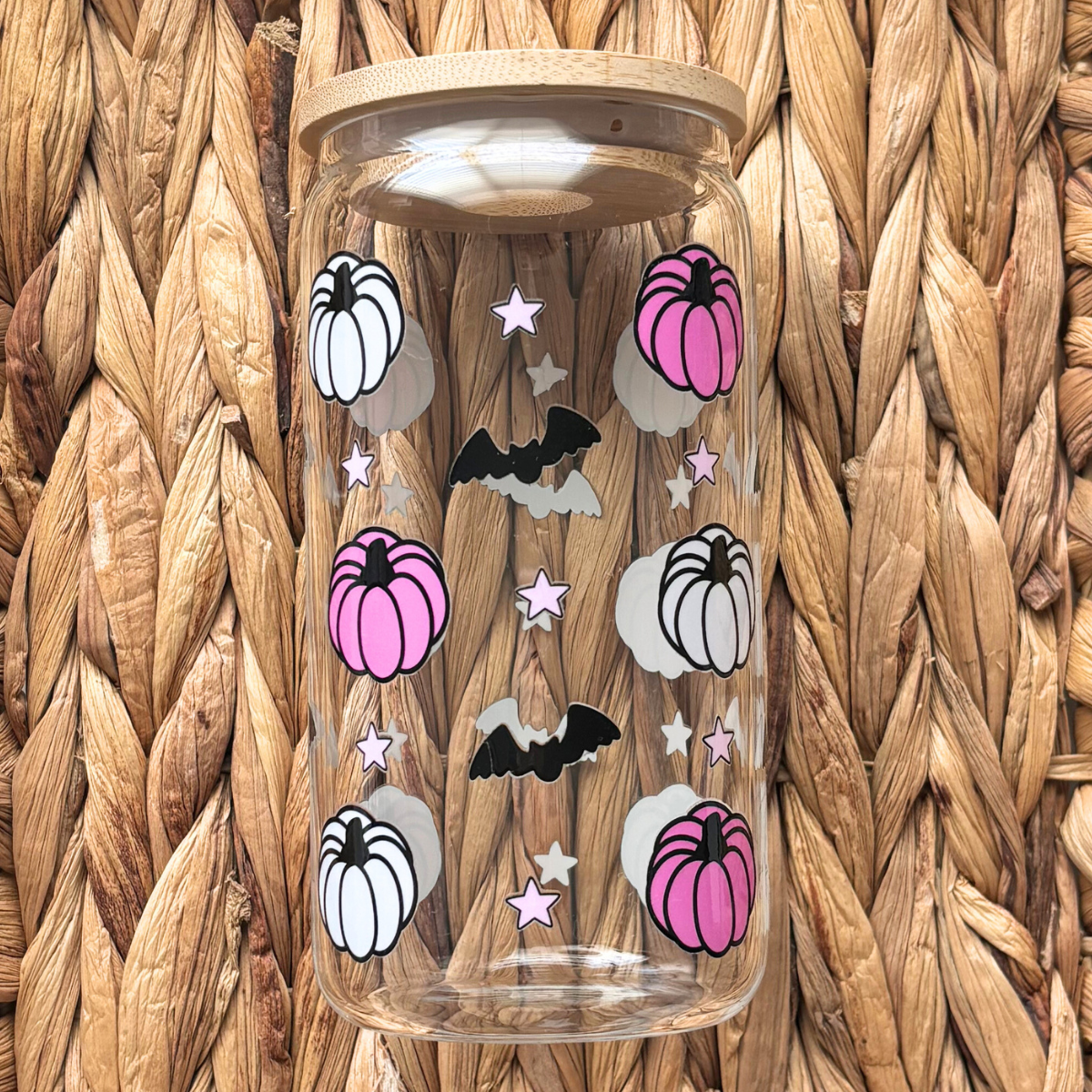 Spooky Pumpkins 16 oz. Glass Cup