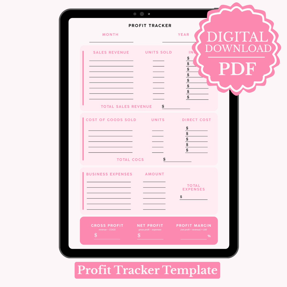 Profit Tracker Digital Template