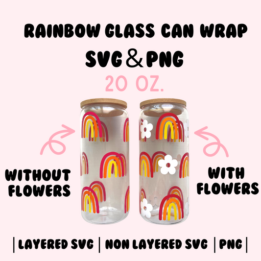 Rainbow 20 Oz. Glass Can Wrap SVG & PNG