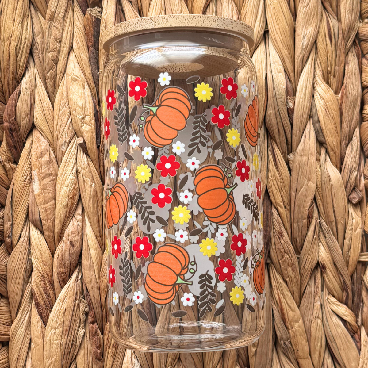 Hello Autumn 16 oz. Glass Cup