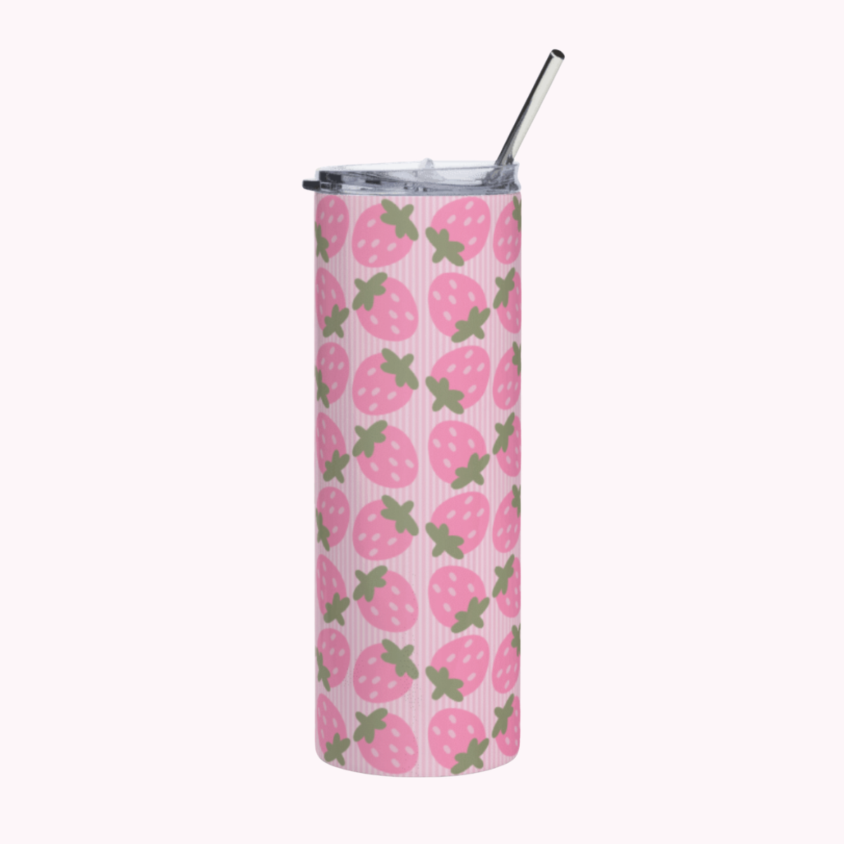 Cute Pink Strawberry Seamless Pattern