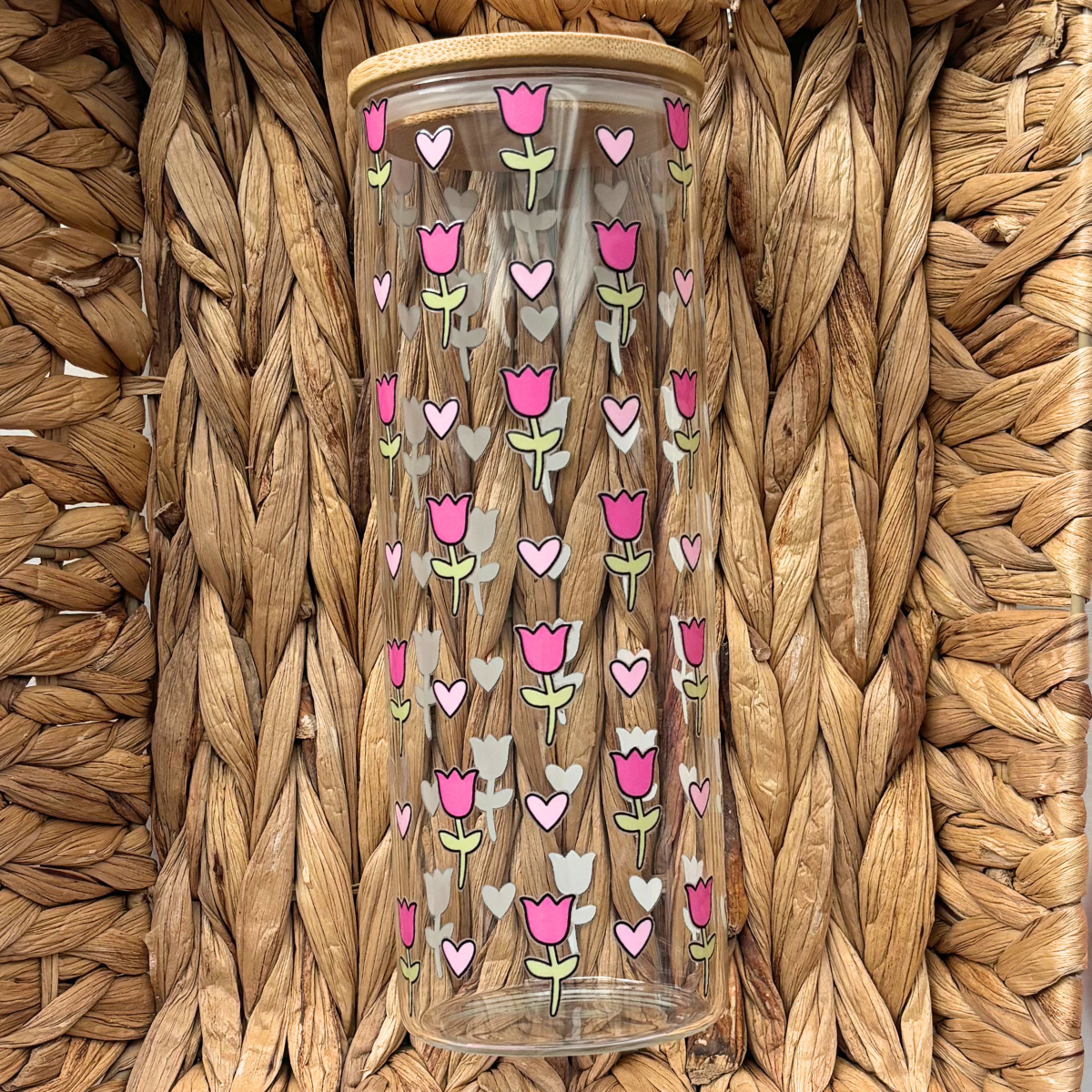 Tulips 25 oz. Skinny Glass Tumbler