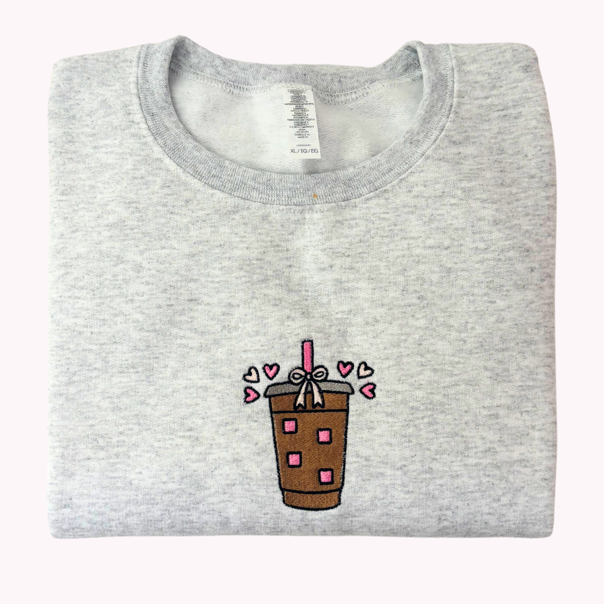 Coquette Iced Coffee Embroidered Crewneck