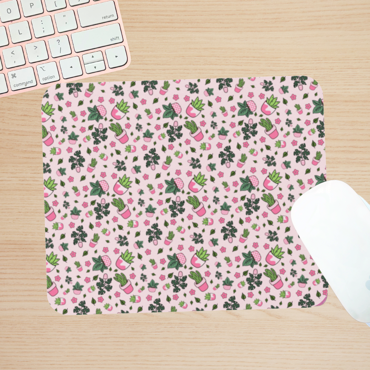 Pink Plants Seamless Pattern