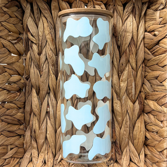 Blue Cow Print 25 oz. Skinny Glass Tumbler