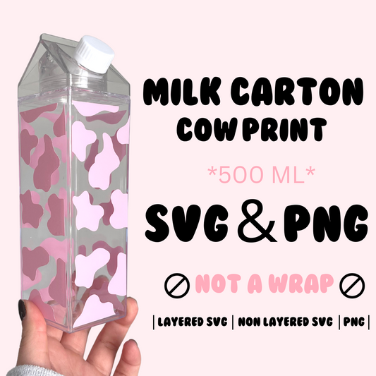 Milk Carton Water Bottle Cow Print SVG & PNG