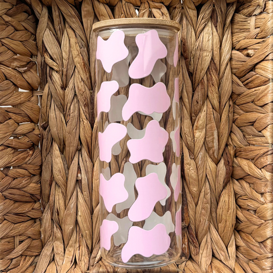 Pink Cow Print 25 oz. Skinny Glass Tumbler