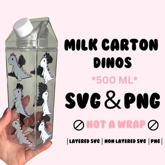 Milk Carton Water Bottle Dinos SVG & PNG