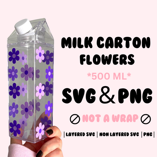Milk Carton Water Bottle Flowers SVG & PNG