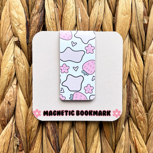 Strawberry Cow Print Magnetic Bookmark