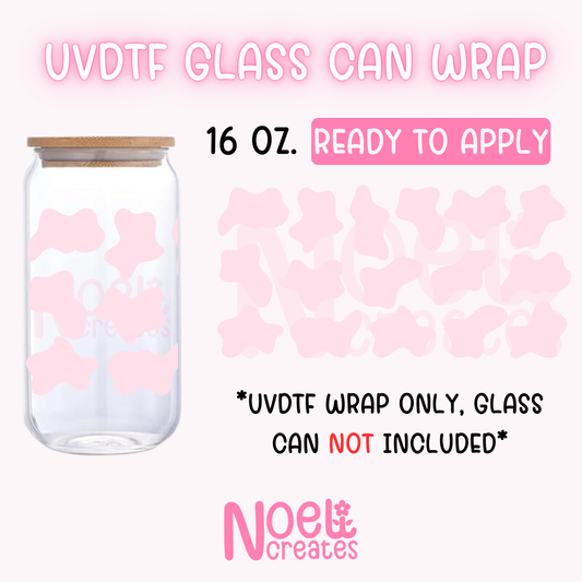 Cow Print UV DTF 16 oz. Glass Can Wrap