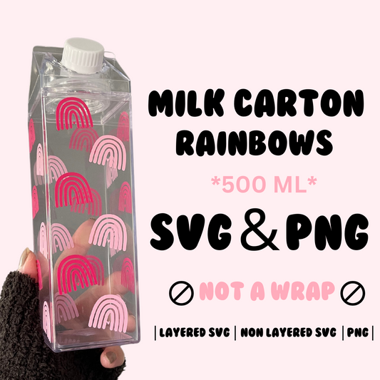 Milk Carton Water Bottle Rainbows SVG & PNG