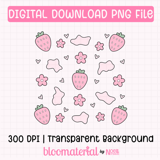 Strawberry Cow Print Clipart PNG