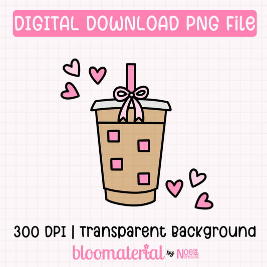 Coquette Iced Coffee Clipart PNG