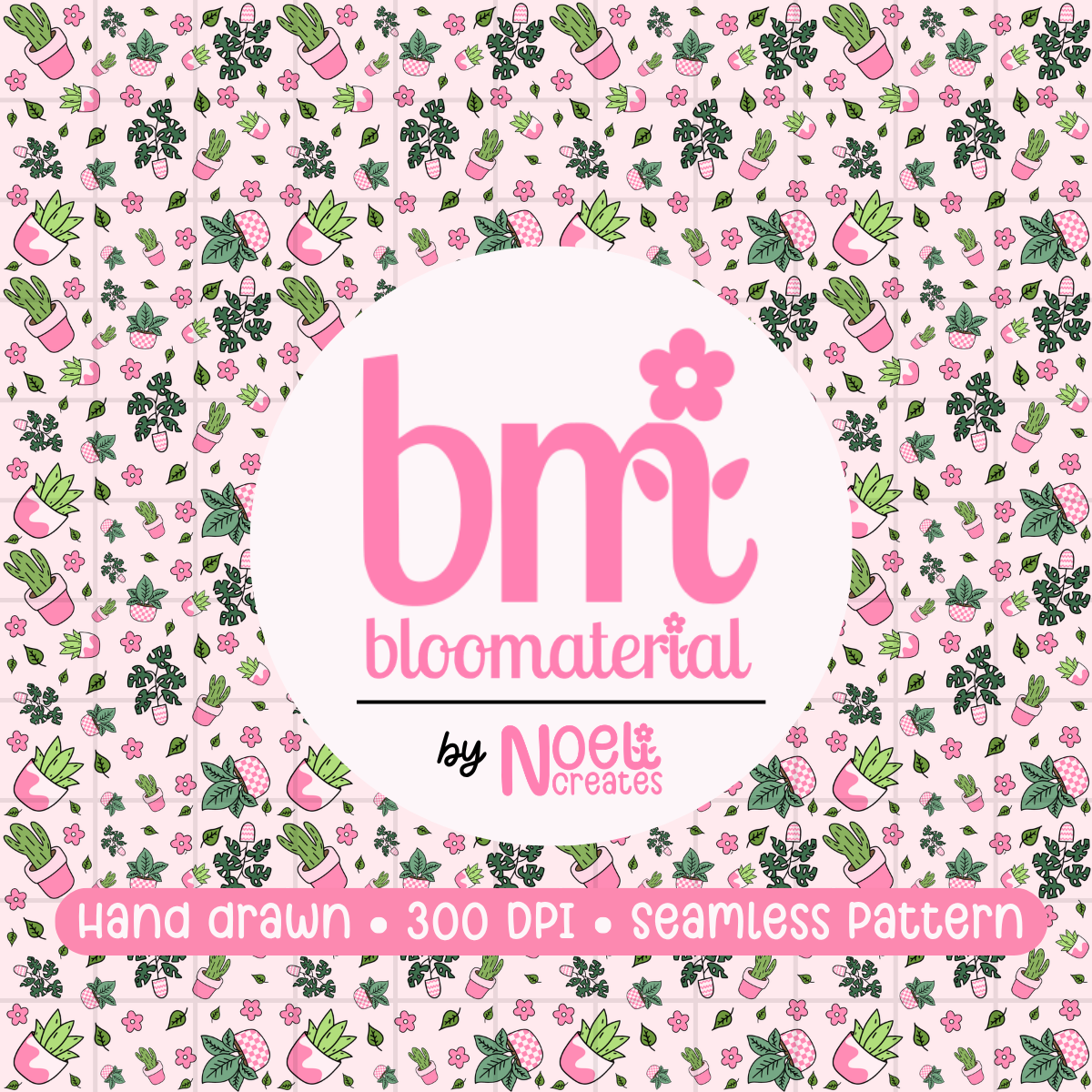 Pink Plants Seamless Pattern