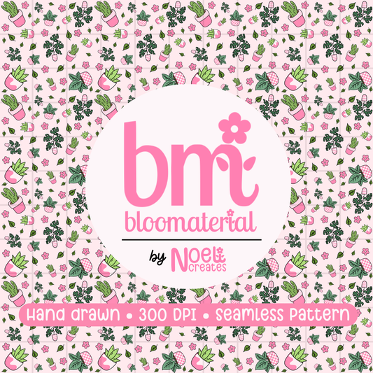 Pink Plants Seamless Pattern