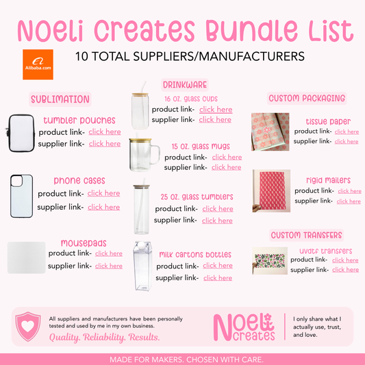 Noeli Creates Supplier List