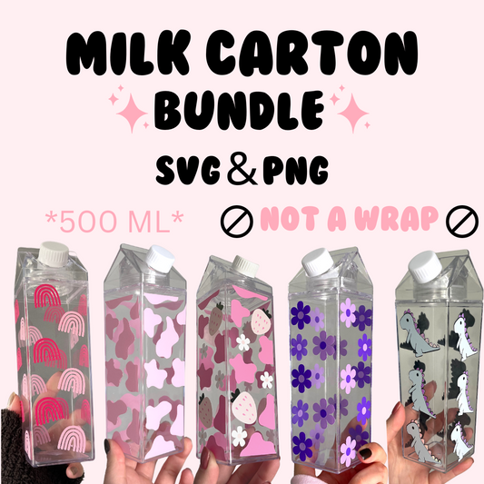 Milk Carton Water Bottle DESIGNS BUNDLE SVG & PNG
