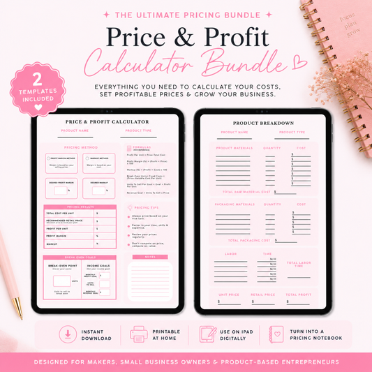 Pricing Breakdown & Profit Calculator Bundle Digital Templates