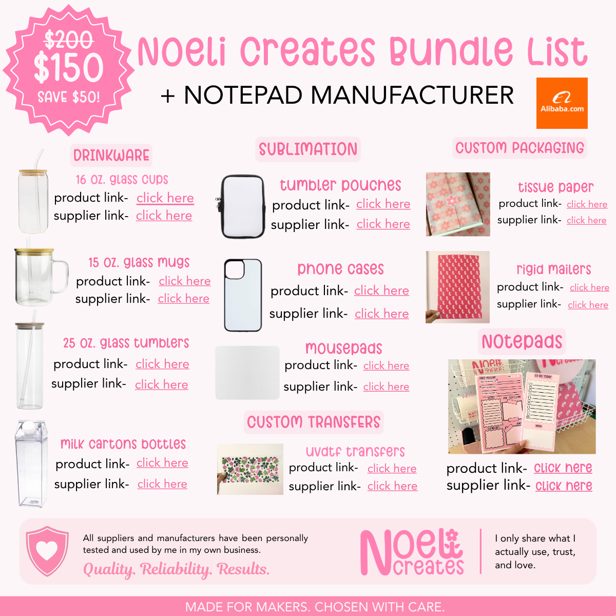 Noeli Creates Supplier List + Notepad Manufacturer Bundle