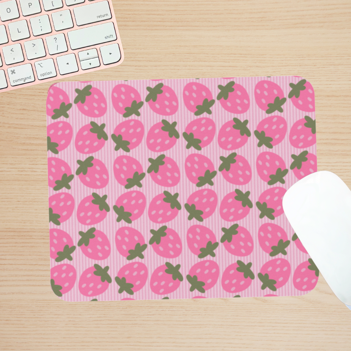 Cute Pink Strawberry Seamless Pattern