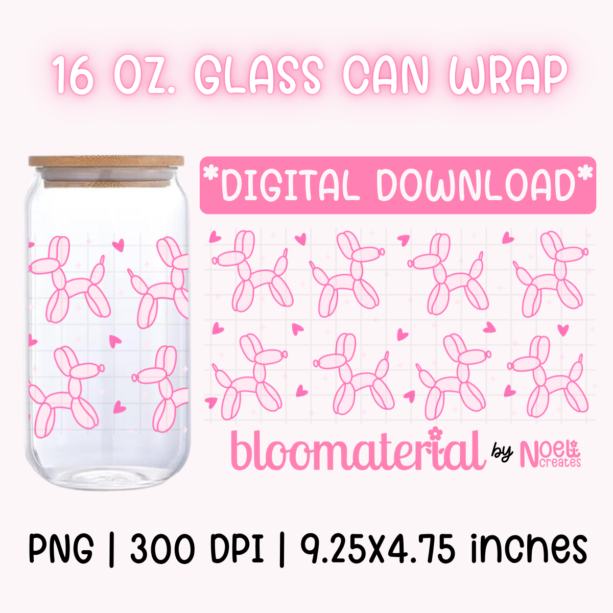 Pink Balloon Dog 16 oz. Cup Wrap