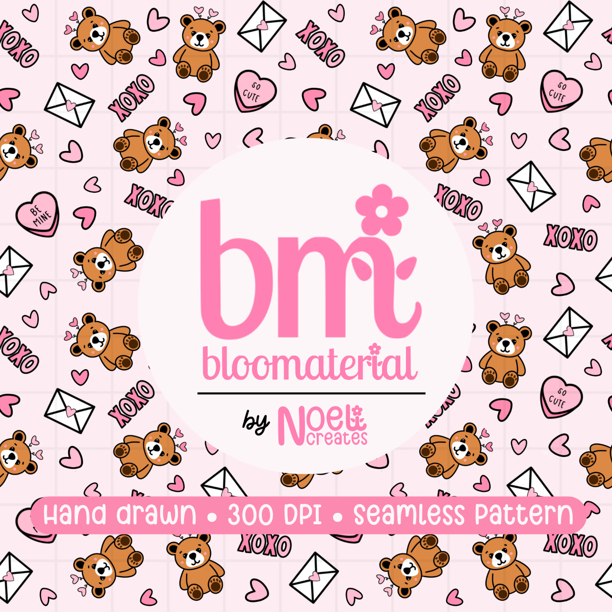 Valentine's Day Teddy Bear Seamless Pattern