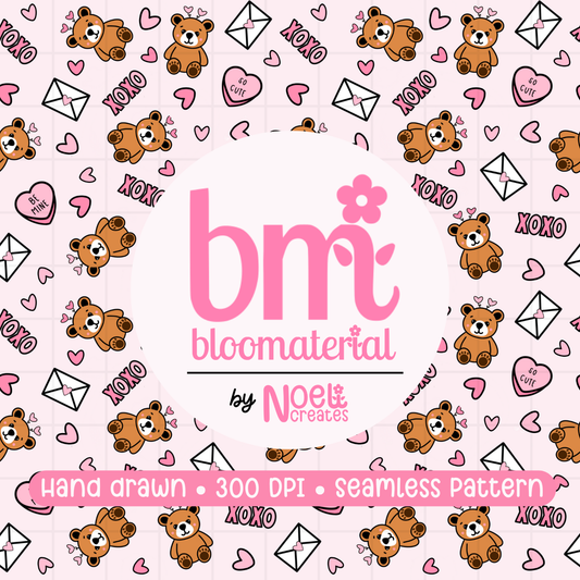 Valentine's Day Teddy Bear Seamless Pattern