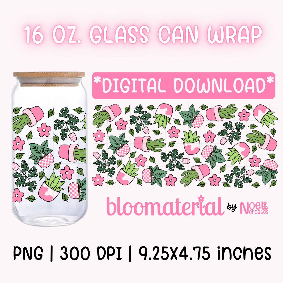 Pink Plants 16 oz. Cup Wrap