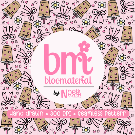 Coquette Iced Coffee Seamless Pattern