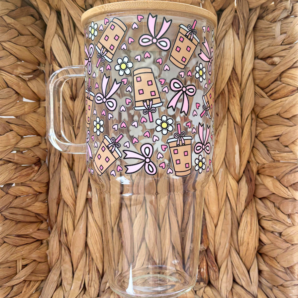 Coquette Iced Coffee Print 35 oz. Glass Tumbler